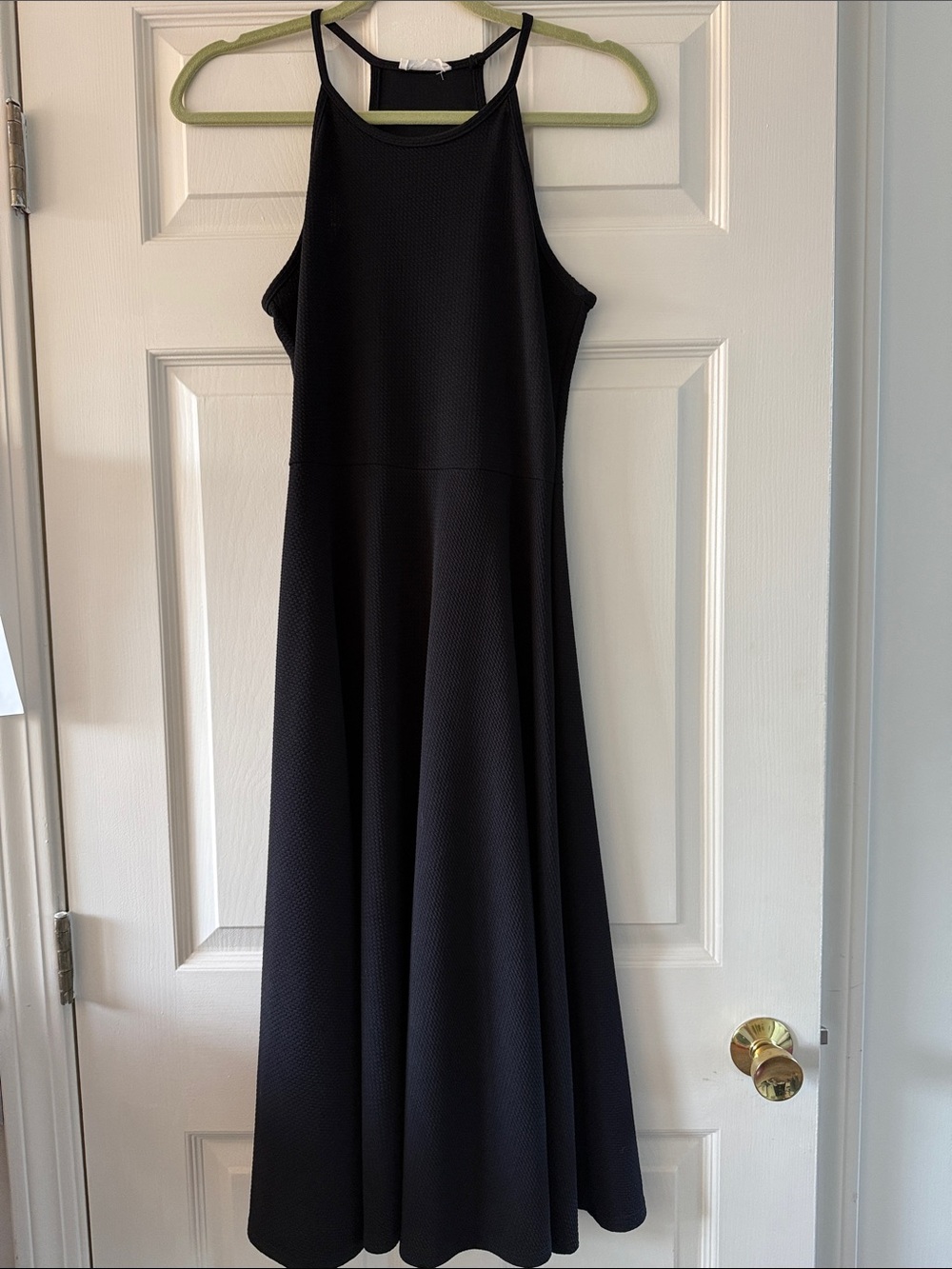 Black high neck a line dress